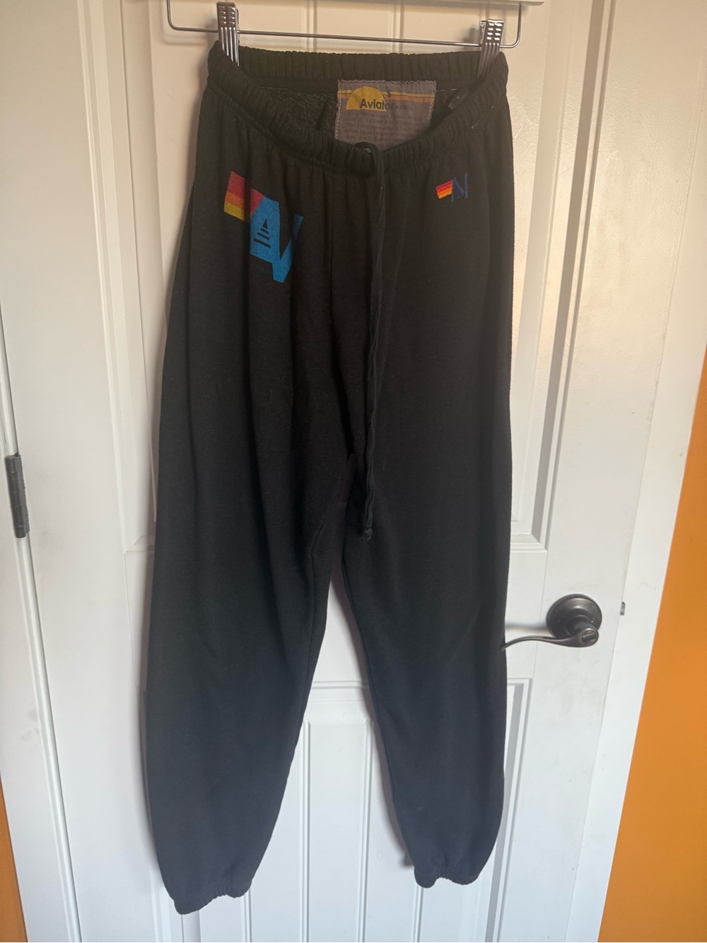 Aviator Nation Black Sweatpants with logo- S
